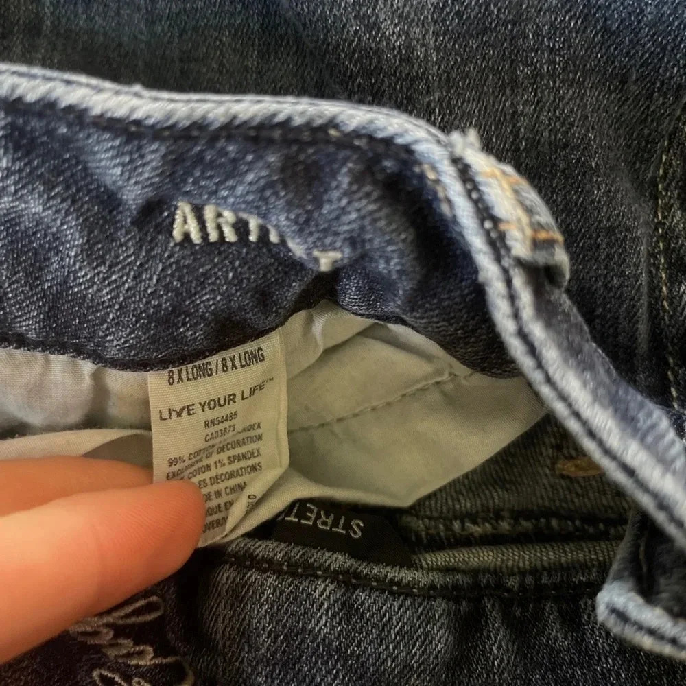 American Eagle Cutoff Denim Shorts Artist Regular Womens 8X Long Blue Stretch - Picture 3 of 3